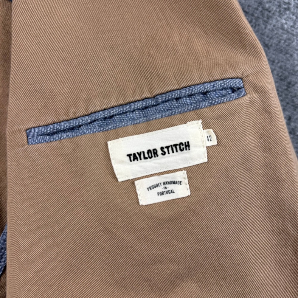 Taylor Stitch Blazer Mens 42 Tan Cotton Twill Unstructured Sport Coat Portugal - Picture 4 of 10